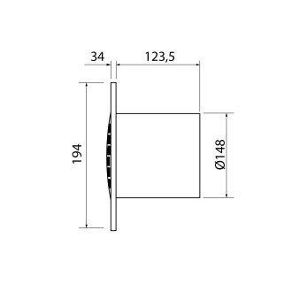 B-15 PLUS T koupelnový ventilátor s časovačem, 25W, potrubí 150mm, bílá 983100