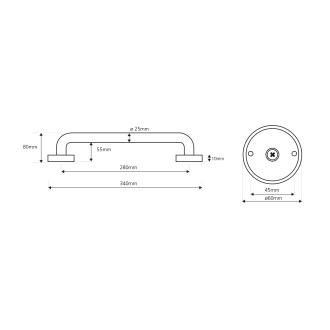 Madlo rovné 280mm, nerez lesk XH508