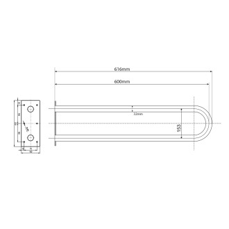 HANDICAP opěrné pevné madlo tvar U 600mm, bílá XH538W
