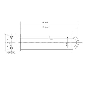 HANDICAP opěrné pevné madlo tvar U 813mm, bílá XH540W