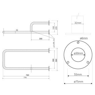 HANDICAP opěrné madlo LEVÉ 760mm, nerez lesk XH532