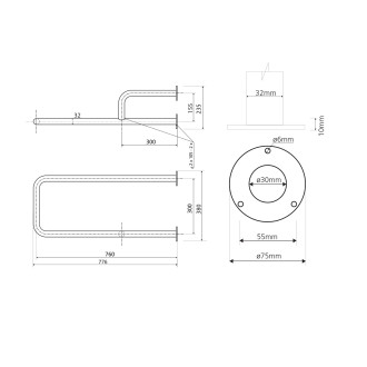 HANDICAP opěrné madlo PRAVÉ 760mm, nerez lesk XH536