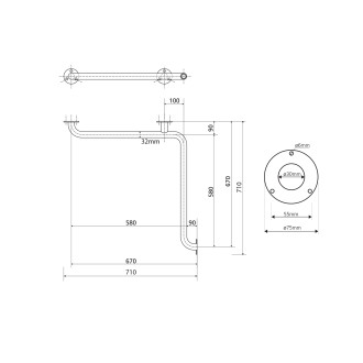 HANDICAP madlo do sprchy 670x670mm, bílá XH544W