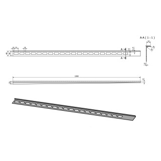 Spádová lišta, levá, výška 10mm, délka 1000mm, nerez mat SPD10-L