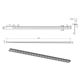 Spádová lišta, pravá, výška 10mm, délka 1000mm, nerez mat SPD10-P