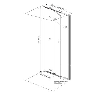 AMICO sprchové dveře výklopné 1040-1220x1850mm, čiré sklo G100