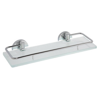 X-ROUND E skleněná polička s výklopnou hrazdou 300x130mm, mléčné sklo, chrom XR607