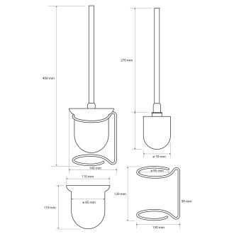 X-ROUND E WC štětka na postavení, mléčné sklo, chrom XR302