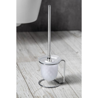 X-ROUND E WC štětka na postavení, mléčné sklo, chrom XR302