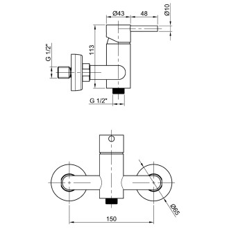 MINIMAL nástěnná sprchová baterie, nerez mat MI011