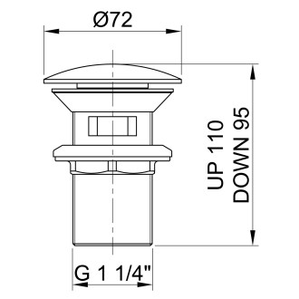 MINIMAL umyvadlová výpust 5/4“, click clack, velká krytka, nerez mat MI057