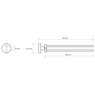 X-ROUND dvojitý držák ručníků otočný 420mm, chrom XR405