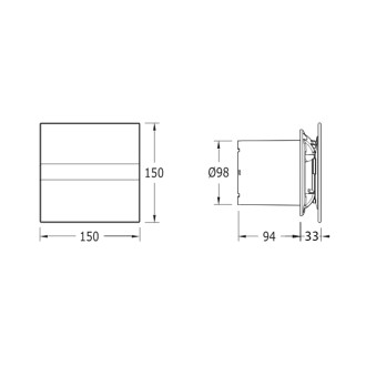 E-100 GTH koupelnový ventilátor axiální s automatem, 4W/8W, potrubí 100mm, bílá 900200