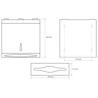 Zásobník na papírové ručníky 270x265x115mm, nerez lesk XP047