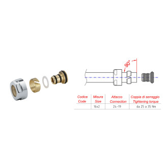 Svěrné šroubení pro Alupex 16mm, chrom CP6020