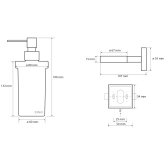 X-SQUARE dávkovač mýdla 230ml, mléčné sklo, chrom XQ100