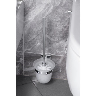 X-SQUARE WC štětka závěsná, mléčné sklo, chrom XQ301