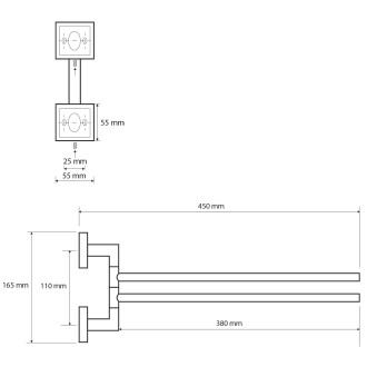 X-SQUARE dvojitý držák ručníků otočný 420mm, chrom XQ405