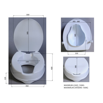 HANDICAP WC sedátko zvýšené 10cm, bez madel, bílá A0071001