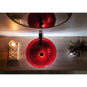 MURANO ROSSO IMPERO skleněné umyvadlo na desku, průměr 40cm, červená AL5318-63