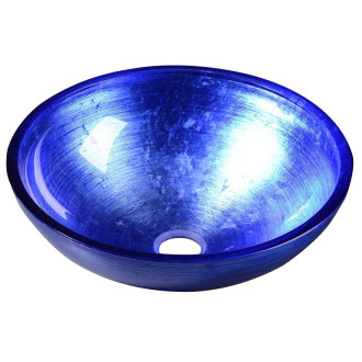 MURANO BLU skleněné umyvadlo na desku, průměr 40cm, modrá AL5318-65