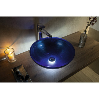 MURANO BLU skleněné umyvadlo na desku, průměr 40cm, modrá AL5318-65