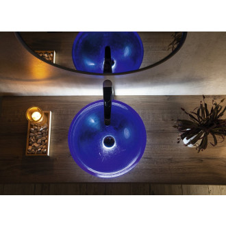 MURANO BLU skleněné umyvadlo na desku, průměr 40cm, modrá AL5318-65