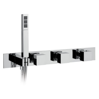 Podomítková termostatická baterie s držákem ruční sprchy,2 výstupy,hranatá,chrom MB453