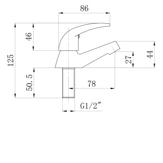 Stojánkový kulový ventil 1/2", 79,5mm, chrom ZY12034