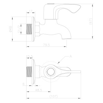 Nástěnný kulový ventil 1/2", krátký, chrom ZY12033