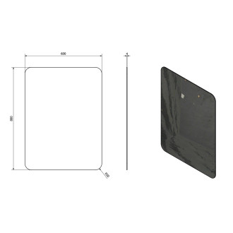 ISHAPE zrcadlo 600x800mm, zakulacené rohy, bez úchytu AG468