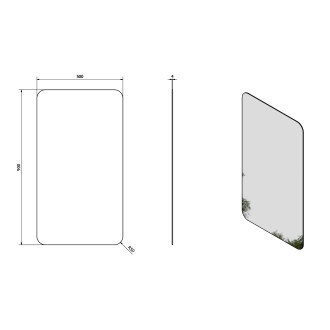 ISHAPE zrcadlo 500x900mm, zakulacené rohy, bez úchytu AG495