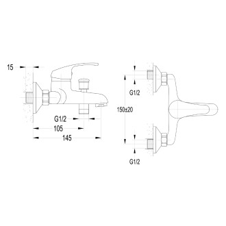 AQUALINE 35 nástěnná vanová baterie, chrom 52118