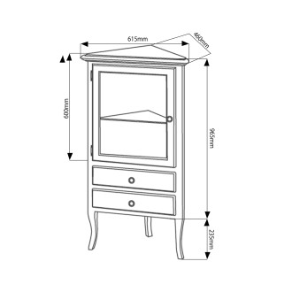 RETRO skříňka rohová 60x120x47cm, starobílá, pravá 1717