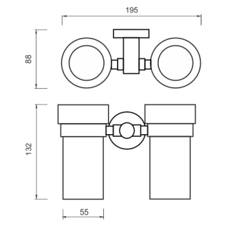 Nimco Unix UN 13058DW-26 Držák na kartáčky dvojitý, nádobky skleněné