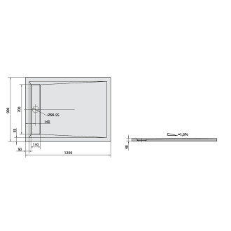 VARESA sprchová vanička z litého mramoru se záklopem, obdélník 120x90cm, bílá 71603