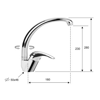 SALY stojánková dřezová baterie, výška 280mm, chrom SA511