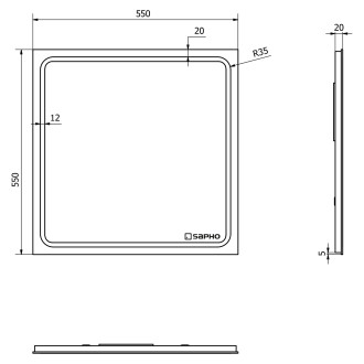 GEMINI zrcadlo s LED osvětlením 550x550mm GM055
