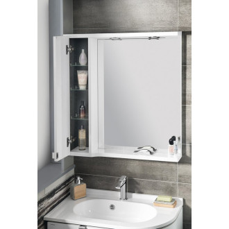 PULSE galerka s LED osvětlením, 75x80x17cm, levá, bílá/antracit PU077-3034