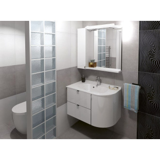 PULSE galerka s LED osvětlením, 75x80x17cm, levá, bílá/antracit PU077-3034