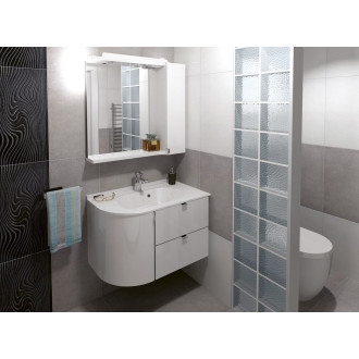 PULSE galerka s LED osvětlením, 75x80x17cm, pravá, bílá/antracit PU078-3034