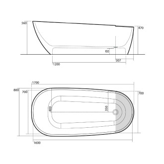 AQUATECH vana 170x70cm, bílá 375001