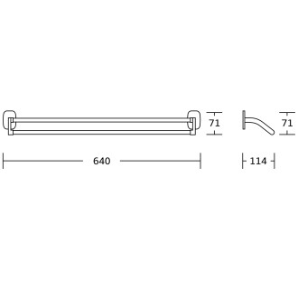 RUMBA dvojitý držák ručníků 600x114mm, chrom RB111