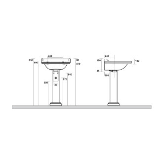 WALDORF universální keramický sloup k umyvadlům 60, 80 cm, bílá 417001