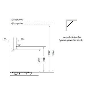 MOLA termostatický sprchový panel rohový 210x1300mm, bílá 80372