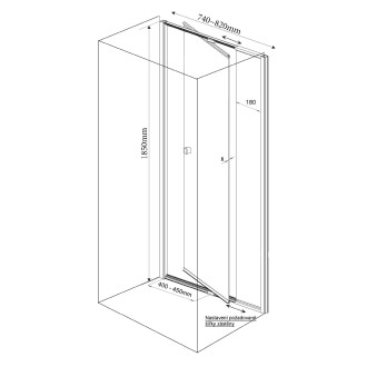 AMICO sprchové dveře výklopné 740-820x1850mm, čiré sklo G70