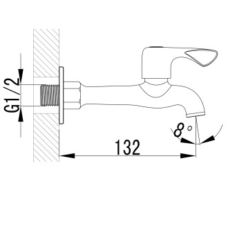Nástěnný ventil 1/2", dlouhý, chrom ZY12062