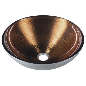 MURANO WENGE skleněné umyvadlo na desku, průměr 40cm, měděná/stříbrná AL5318-66