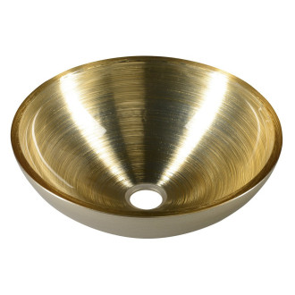MURANO SOFT BROWN skleněné umyvadlo na desku, průměr 40cm, béžovozlatá AL5318-67