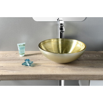 MURANO SOFT BROWN skleněné umyvadlo na desku, průměr 40cm, béžovozlatá AL5318-67